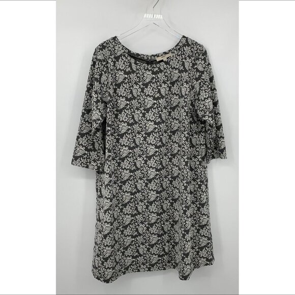 Loft Plus shift dress gray white jacquard knit a-line textured floral 18 - Picture 1 of 4